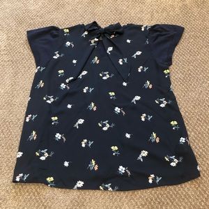 LOFT Floral Mixed Media Top